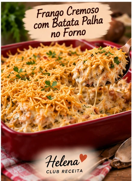 Frango Cremoso com Batata Palha no Forno